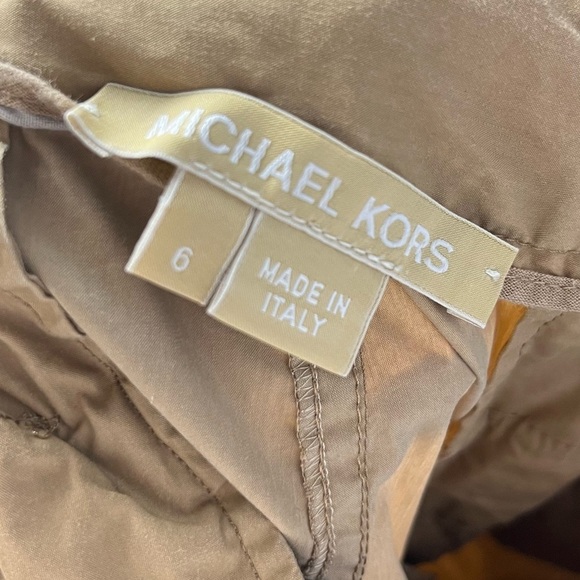 Michael Kors Khaki Cinched Ruched Straight Leg Pants 6 - Picture 5 of 5